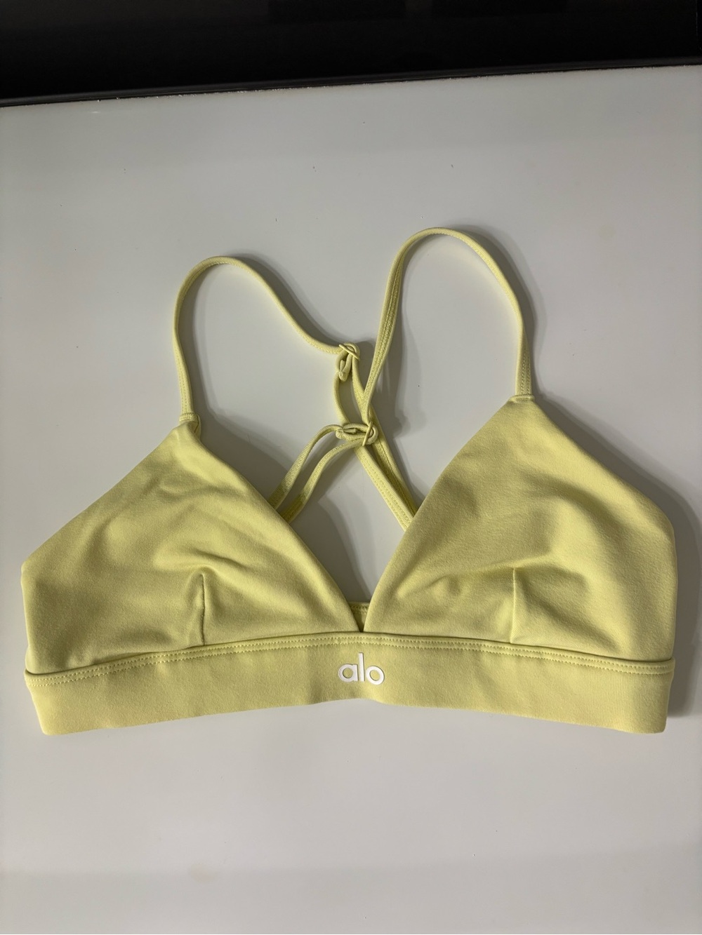 ALO Yoga Women’s Lemon Yellow Triangle sports bra